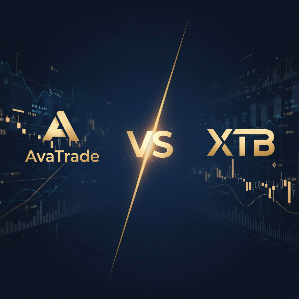 AvaTrade أم XTB: دليل اختيار وسيط التداول لعام 2026 مقارنة بين شعاري AvaTrade و XTB لعام 2026، مع تمثيل للرسوم البيانية والأسواق المالية.